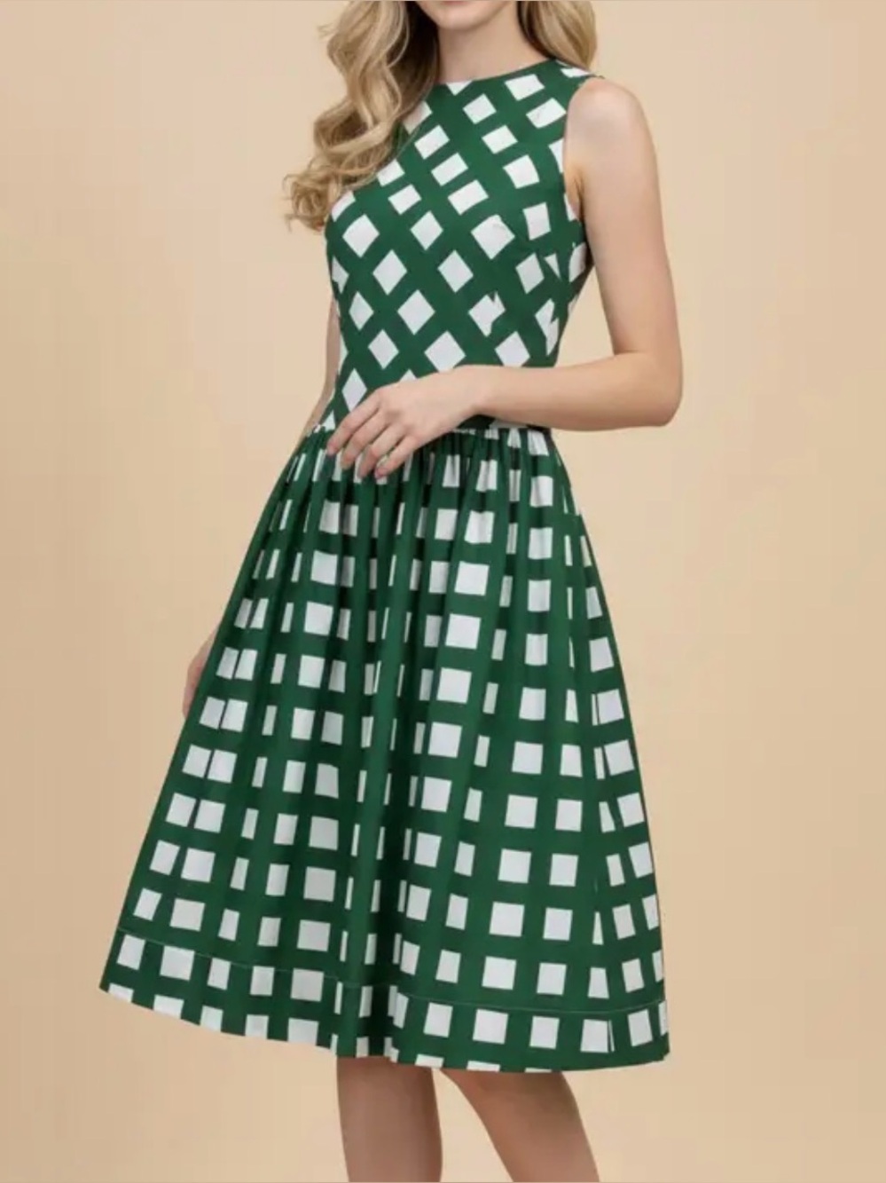 LOVE LOVE LOVE!! π€ππ€π NWT Green Gingham Lattice Fit & Flare Dresses Sz S M L - Picture 5 of 8
